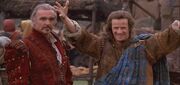 Sean Connery and Christopher lambert in the market scene in Highlander.