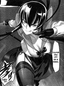 highschool of the dead busujima saeko hirano kohta komuro takashi miyamoto rei takagi saya blood seifuku thighhighs, #181740