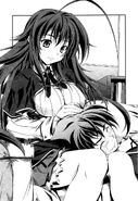 Issei laying on Rias lap