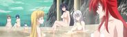 The Occult Research Club girls in the hotspring.