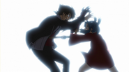 Mira striking Issei during their first encounter