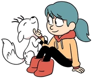 Hilda caressing Twig