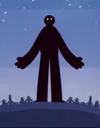 The giant from the vision is Amma; the mother of all Trolls. She is sleeping under the city, but would have woken up and leveled everything had her children been harmed by the Safety Patrol.