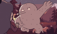The angry male troll attempts to attack Hilda.