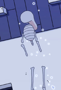 Craigie's bones stay behind as he enters Frida's house.
