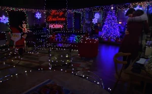 Ted sets up Christmas lights to cheer Robin up.