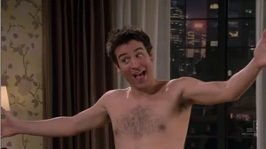 Ted presents the Naked Man to Vicky.