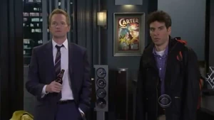 Ted and Barney watching the news