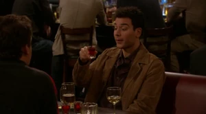 Ted drinks the first of five shots.