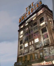 Full front facade of The Arcadian