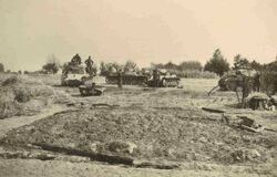Zniszczone pojazdy niemieckie pod Mokrą 1939