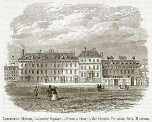 Leicester House, Leicester Square. Illustration from The Comprehensive History of England by Charles Macfarlance et al