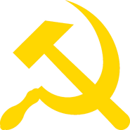 Hammer and Sickle seen in the Soviet Union flag.