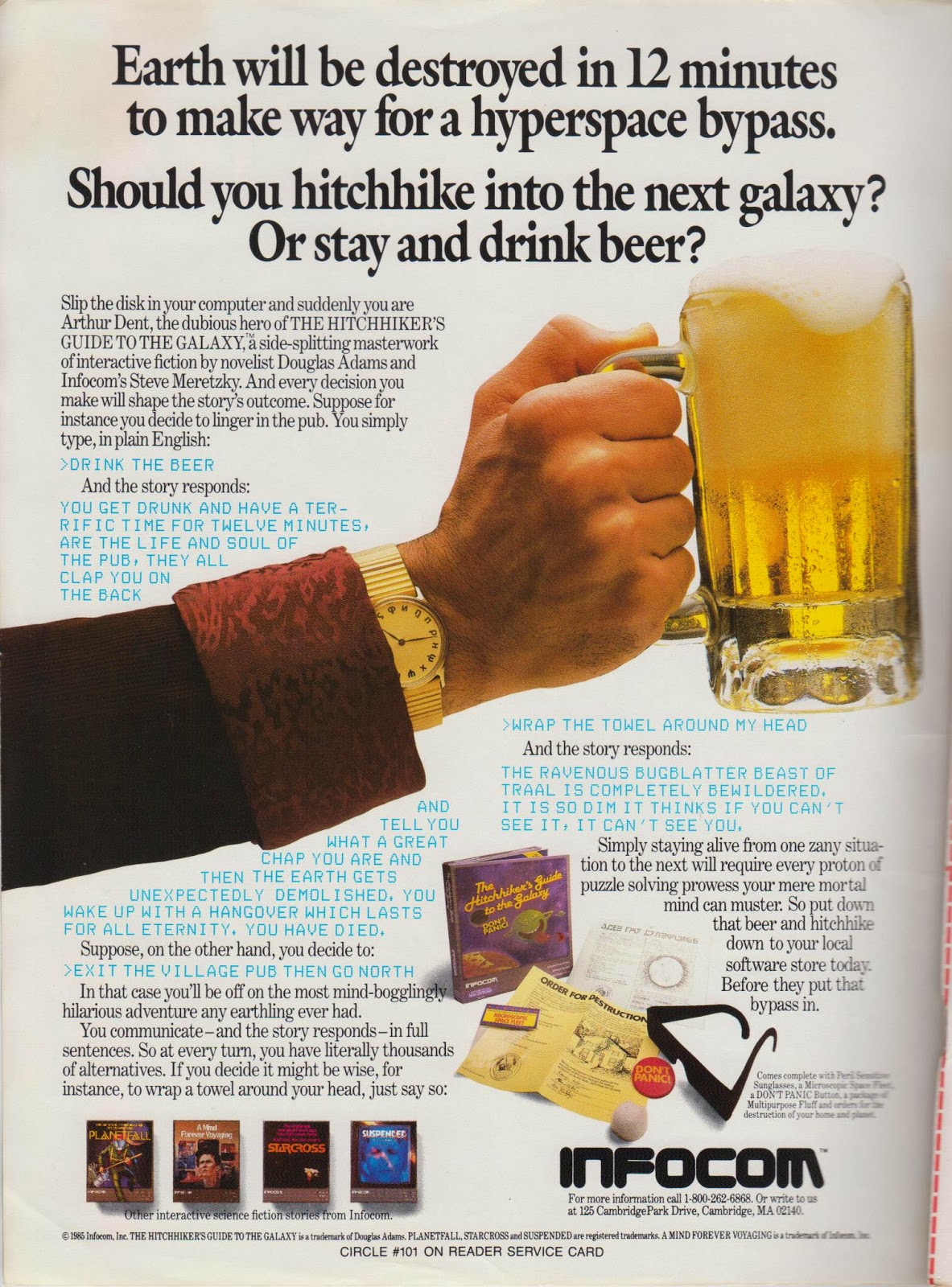 50 years of text games: A deep dive into the Infocom brilliance of Douglas  Adams' 1984 The Hitchhiker's Guide to the Galaxy : r/gaming