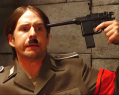 Smosh Hitler about to kill himself after finding out that Borat was Jewish.