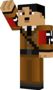 Minecraft Hitler making a salute.