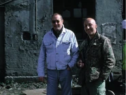 Oliver Hirschbiegel with Bernd Eichinger on the stage of Downfall