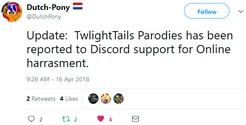 Toilet was reported on Discord for harassing others.