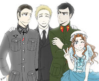 Fegelein, Lt. Werner, Tukhachevsky and Merriman in a group photo (requested: Blakegripling ph)