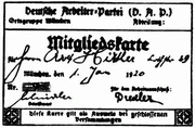 Hitler's German Workers' Party (DAP) membership card.