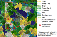 Large-scale map of the server with the location of the city, surrounding biomes and the pre/post1.7.2 terrain generation border