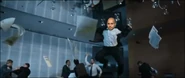 Saif dives through the air during the UN brawl.