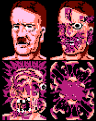 Bionic Commando Hitler (Master-D), with sprites of his head explodes.