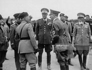 Benito Mussolini, Rodolfo Graziani y Hitler