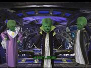 Three Fegel-Aliens rudely awakening Hitler