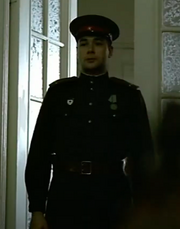 Soviet adjutant interrupting Chuikov's dinner.