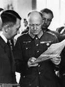 Hitler: Jodl, where did you set the trap to catch Fegelein? Jodl: Right here mein Fuhrer (points on the map). Hitler: Are you sure Fegelein doesn't know about it? Jodl: Absolutely mein Fuhrer.