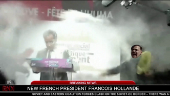 Hitler throws flour at President Hollande