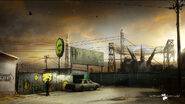 The back gate concept art of Dandelion Park.