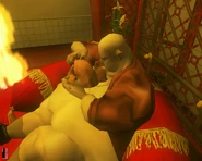 Campbell Sturrock gorges on chicken.