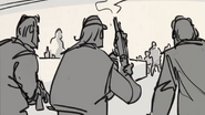 Ma's boys fire a warning shot to get 47's attention during the bar-fight.