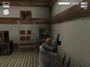 Guard room armory where 47 finds the explosives.