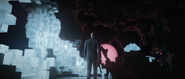 L'agent 47 dans l’installation cubique de la tour.
