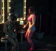 Christine McCray applying makeup