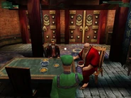 47 poses as a waiter, unfortunately Tzun does not recognize the imposter, instead he eats the poisoned soup.