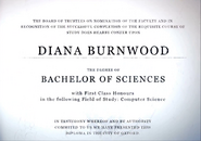 Diana's degree from Oxford University