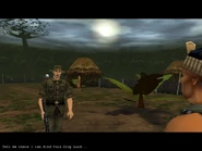 Agent 47 asking for the secret passage for Ochoa's camp.