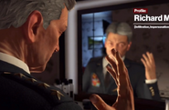 Richard practicing his lines on the mirror in the mission's In-game briefing