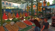 Food carts in the courtyard of Marrakesh.