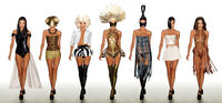 Early 2015 concept artwork of the female runway Sanguine models.