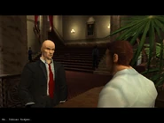 Agent 47 using his alias of Tobias Rieper at the Thermal Bath Hotel, in Budapest.