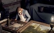 Sergei with his collection of Paintings in the Attic