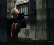 47 aiming the R93 at the Asylum's shooting range.