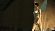 Eve walking indifferently in search of her target.