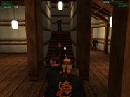Red Dragon body guards in Lee Hong's den.