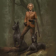 A painting of Alexa with two unnamed dogs.